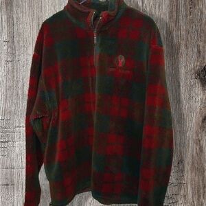 Tsunami Men's Red and Green Checkered Zip-Up Sweater size XL